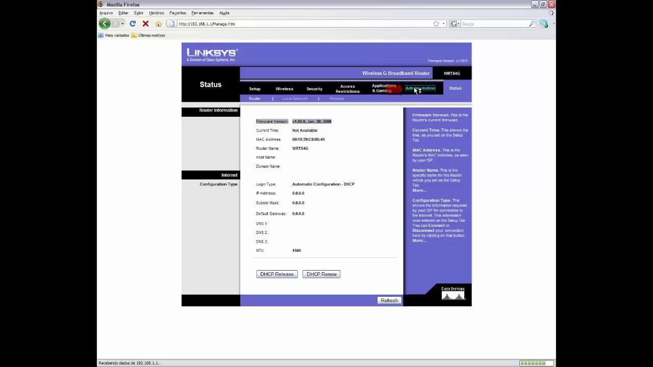 Update de Firmware do Linksys WRT54G (SEG6 | ESR)