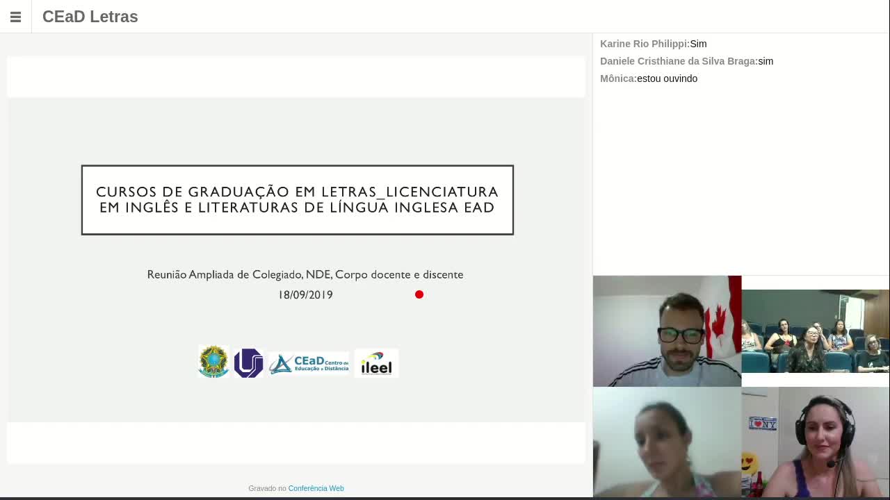 Conferência Web - Letras Inglês - Profª Simone - Reunião - 18/09/2019