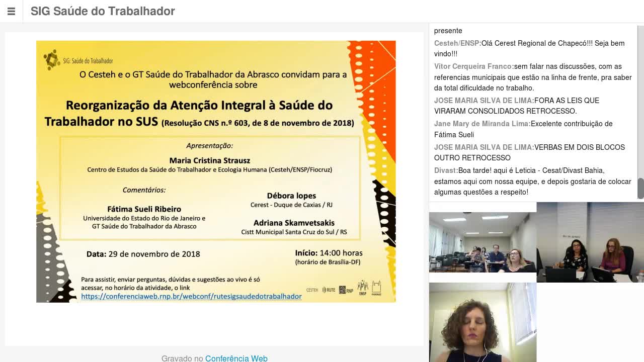 SIG Saúde do Trabalhador - 30 de Novembro de 2018