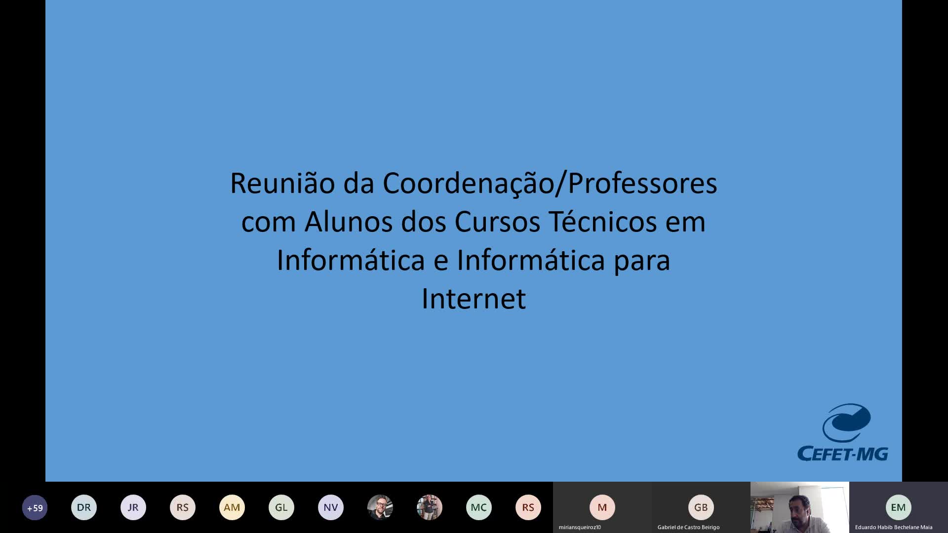 Reunião da Coordenação/Professores com Alunos dos Cursos Técnicos em Informática e Informática para Internet