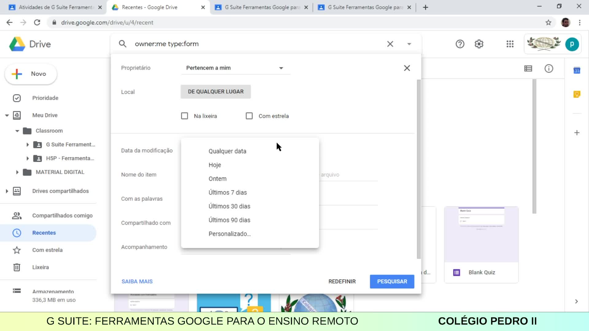 G SUITE: FERRAMENTAS GOOGLE PARA O ENSINO REMOTO - DRIVE - PRINCIPAIS AÇÕES E ORGANIZAÇÃO DE ARQUIVOS