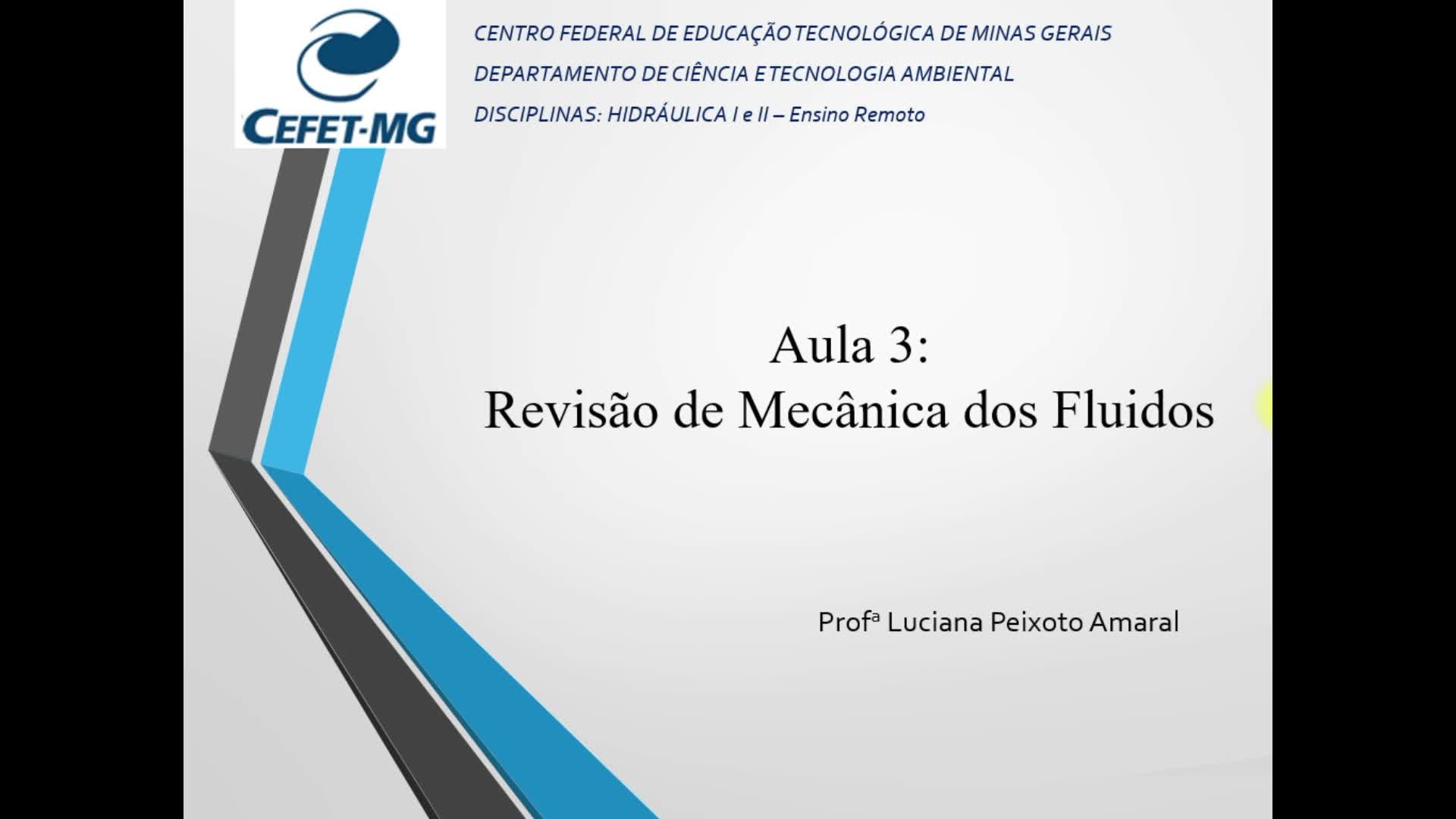 Aula 3 - Revisão de Mecânica dos Fluidos