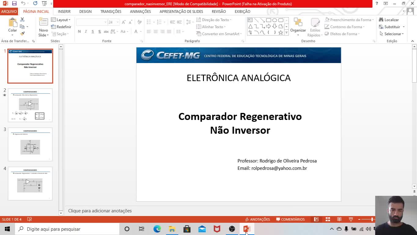 Comparador Regenerativo Não Inversor