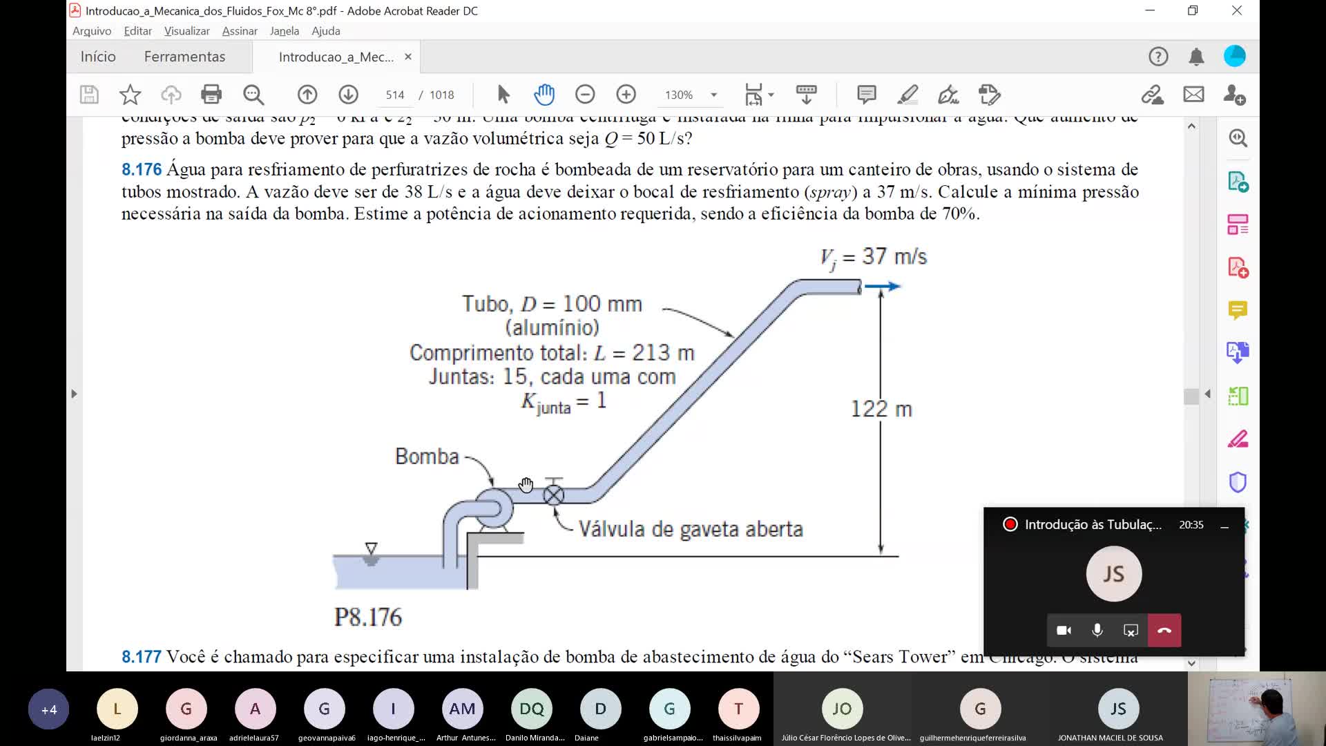 Calculo da Potência útil de um Instalação de Bombeamento