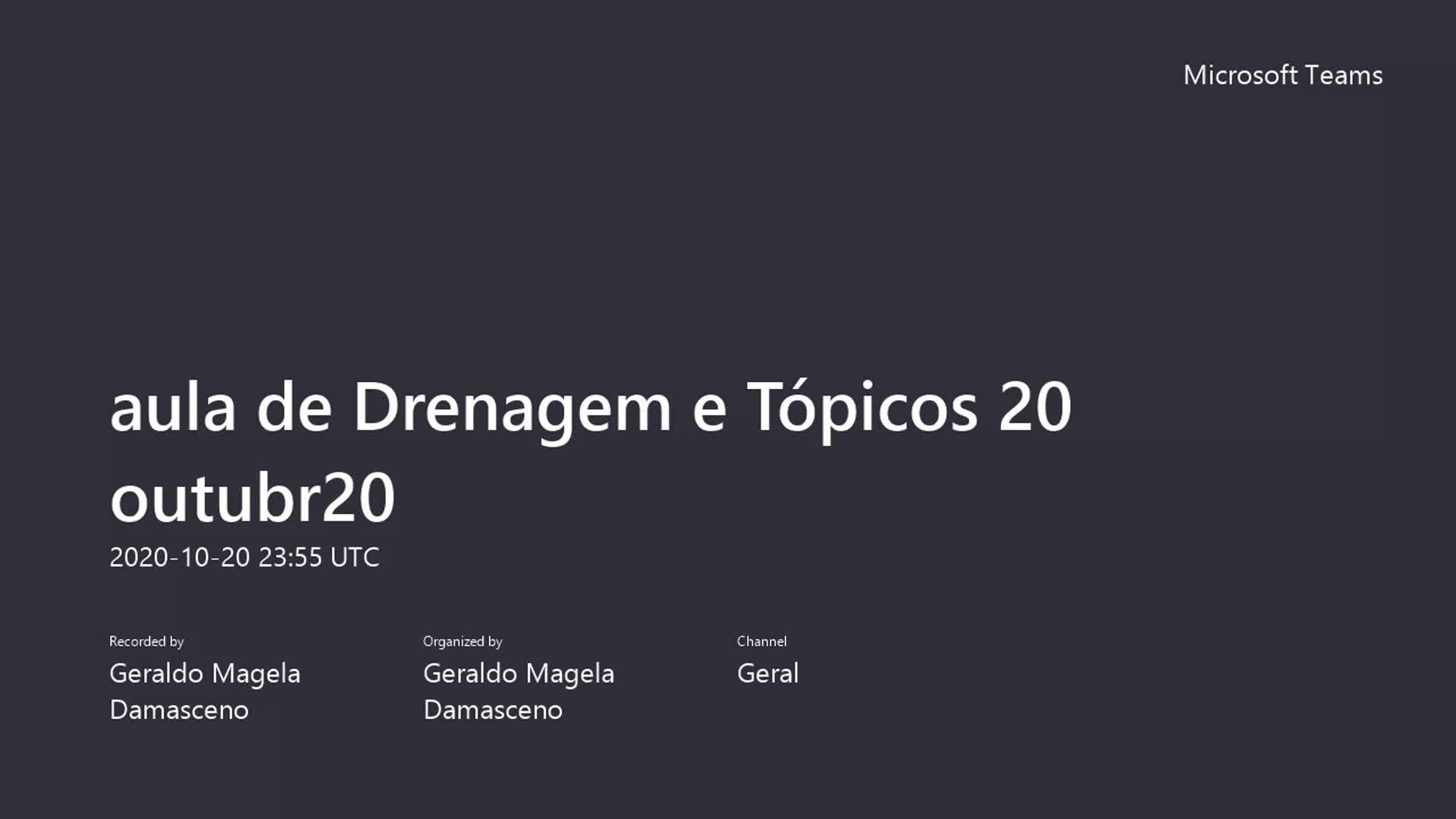 aula Drenagem e Tópicos 20outbr20