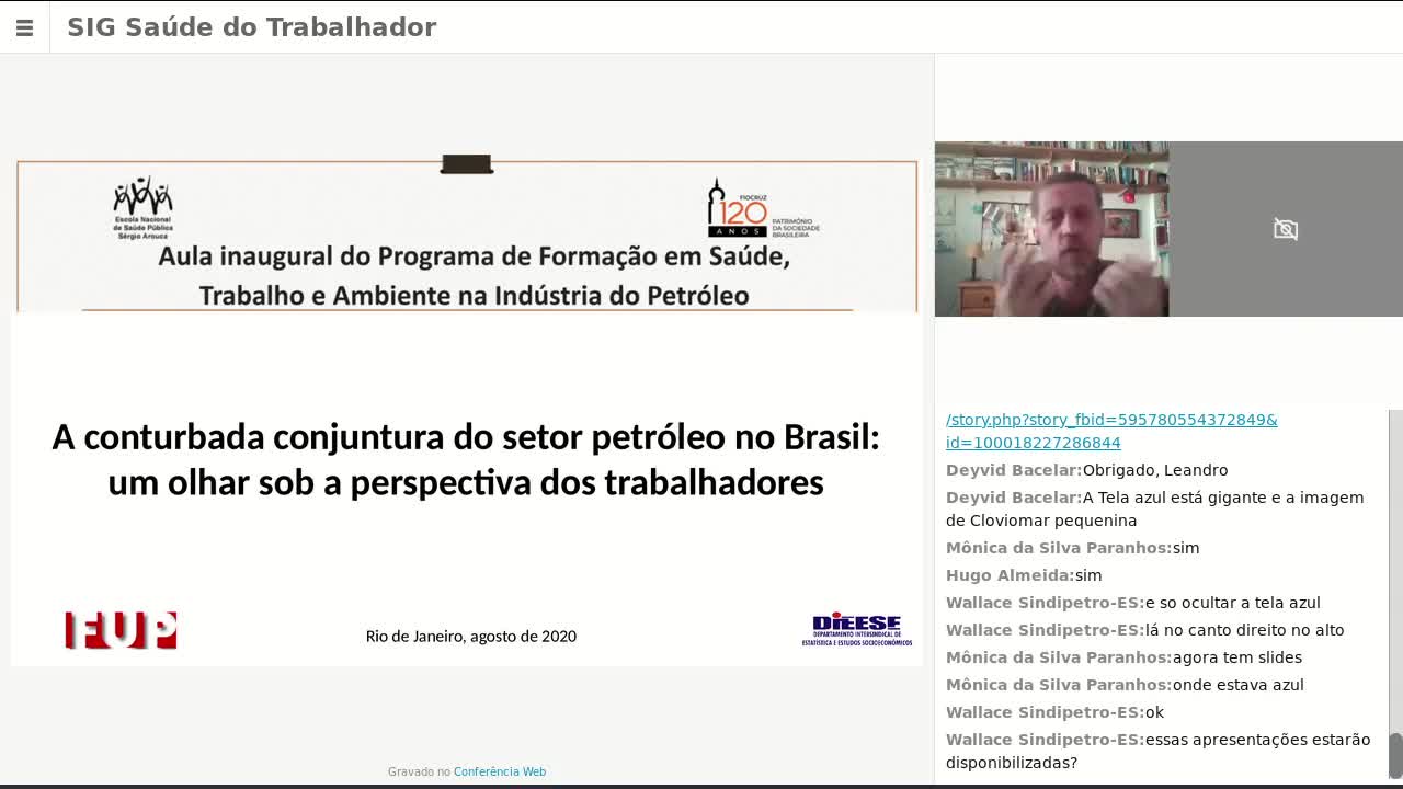 SIG Saúde do Trabalhador - 17 de Agosto de 2020