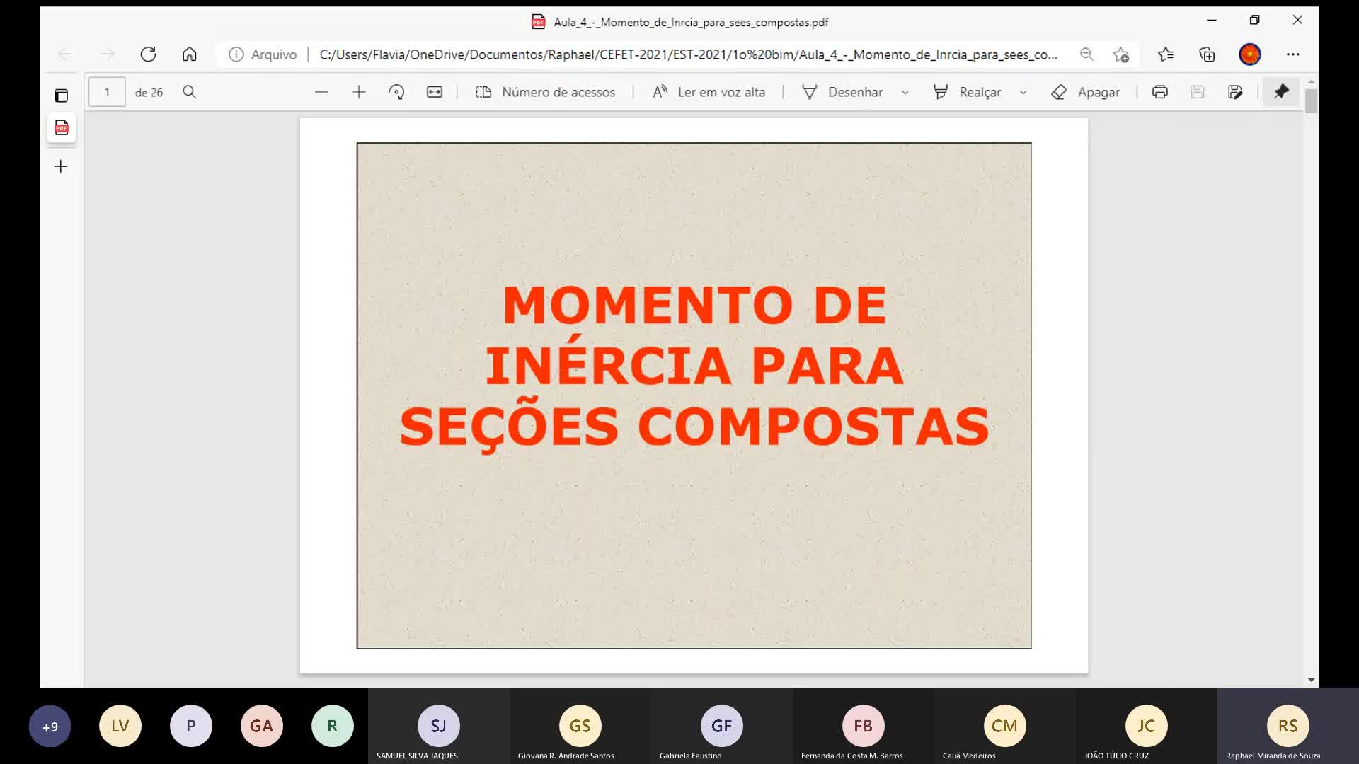 Aula 4 - Momento de Inércia para seções compostas