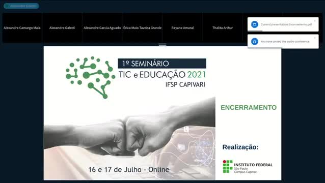 Encerramento do I Seminário TIC e Educação - IFSP Capivari 2021