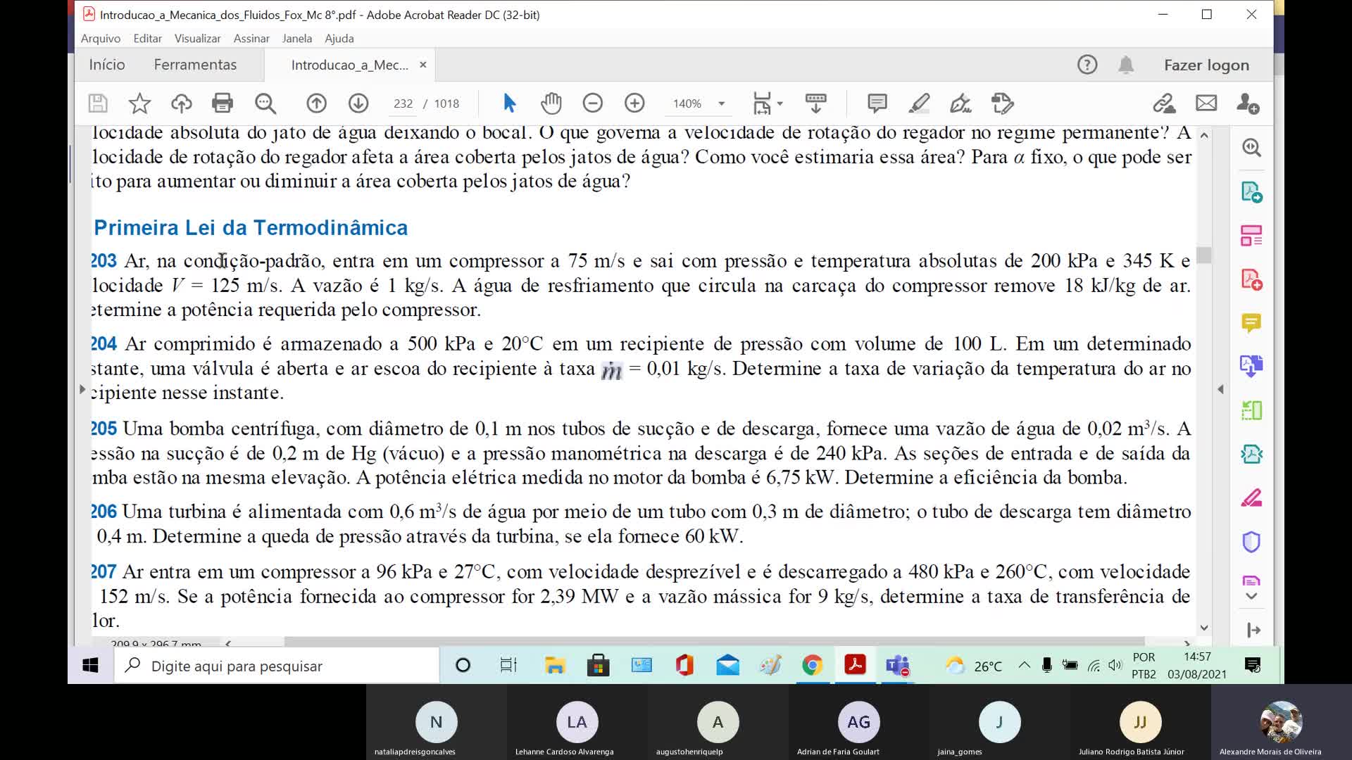 Aplicações da Equação de Energia no Volume de Controle