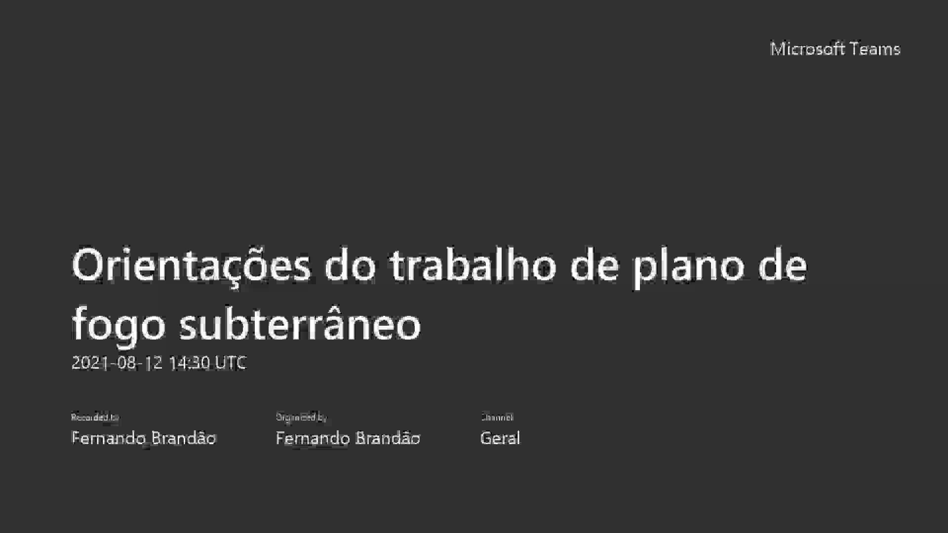 Orientações trabalho de plano de fogo subterrâneo - Diurno