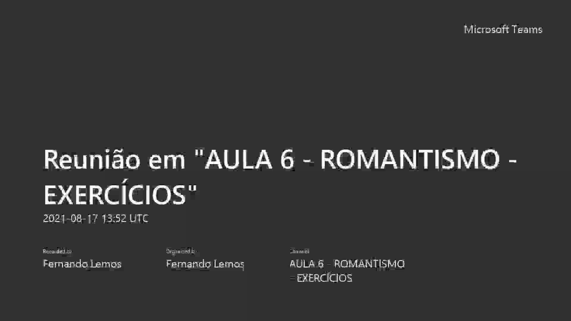 AULA 6 - ROMANTISMO - EXERCÍCIOS