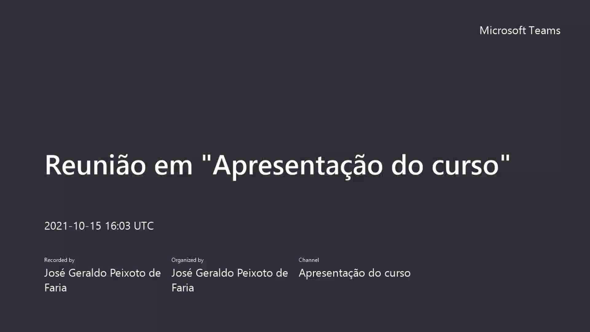 Apresentação da disciplina