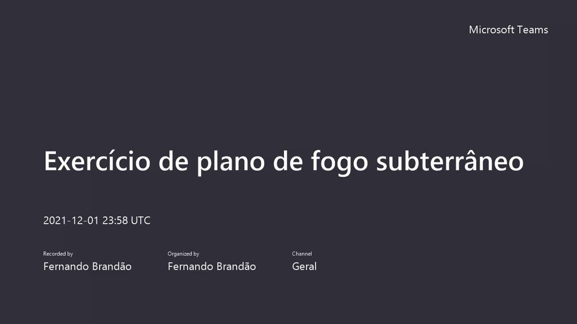 Exercício de plano de fogo subterrrâneo