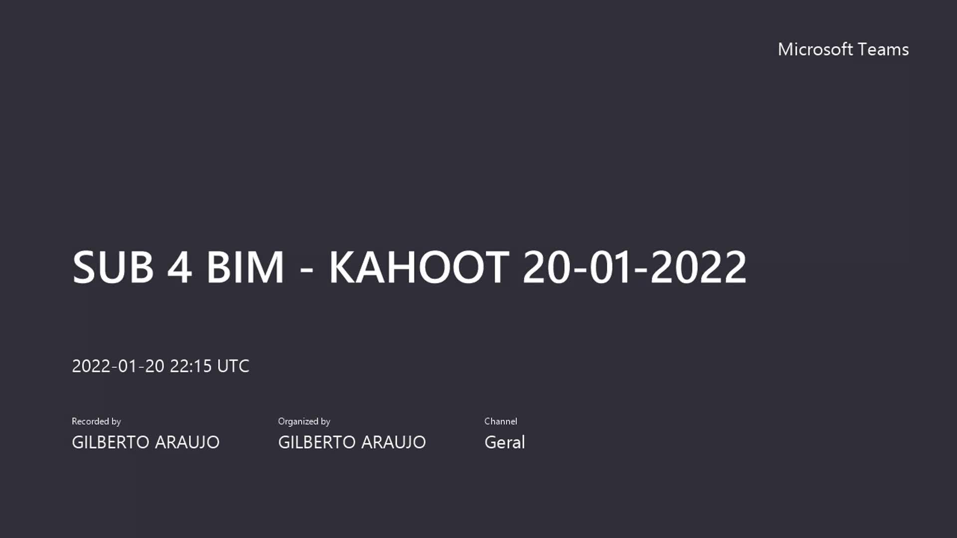 SUB 4º BIM - KAHOOT 20-01-2022