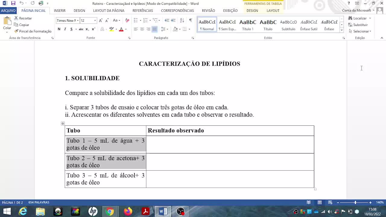 CARACTERIZAÇÃO DE LIPÍDEOS - T1