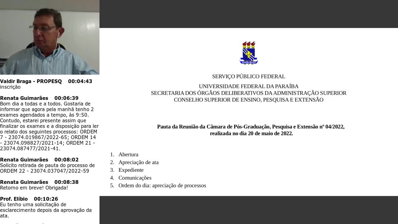 REUNIÕES DA CÂMARA DE PÓS-GRADUAÇÃO, PESQUISA E EXTENSÃO