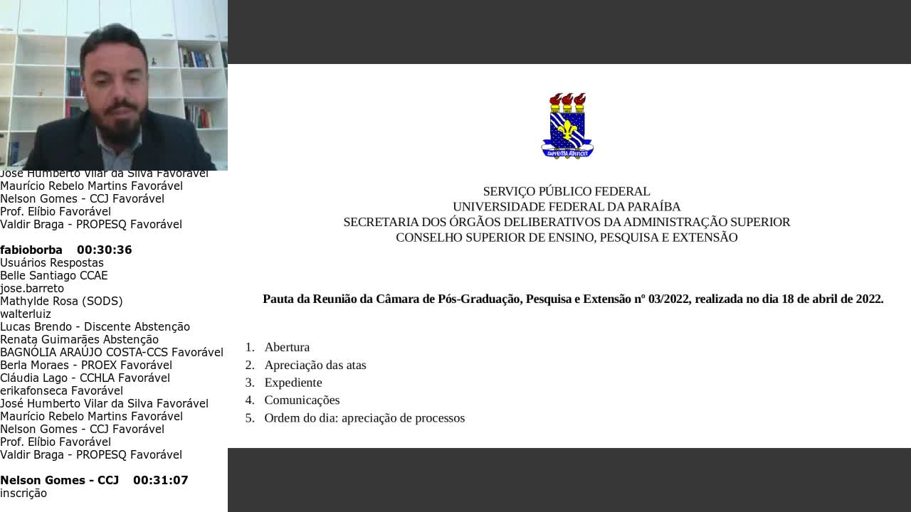REUNIÕES DA CÂMARA DE PÓS-GRADUAÇÃO, PESQUISA E EXTENSÃO