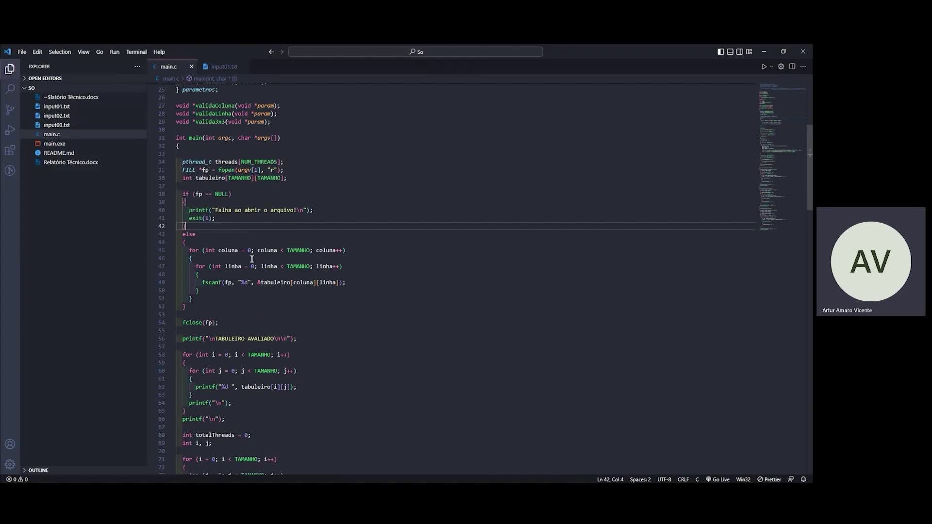 Apresentação validador de Sudoku com threads