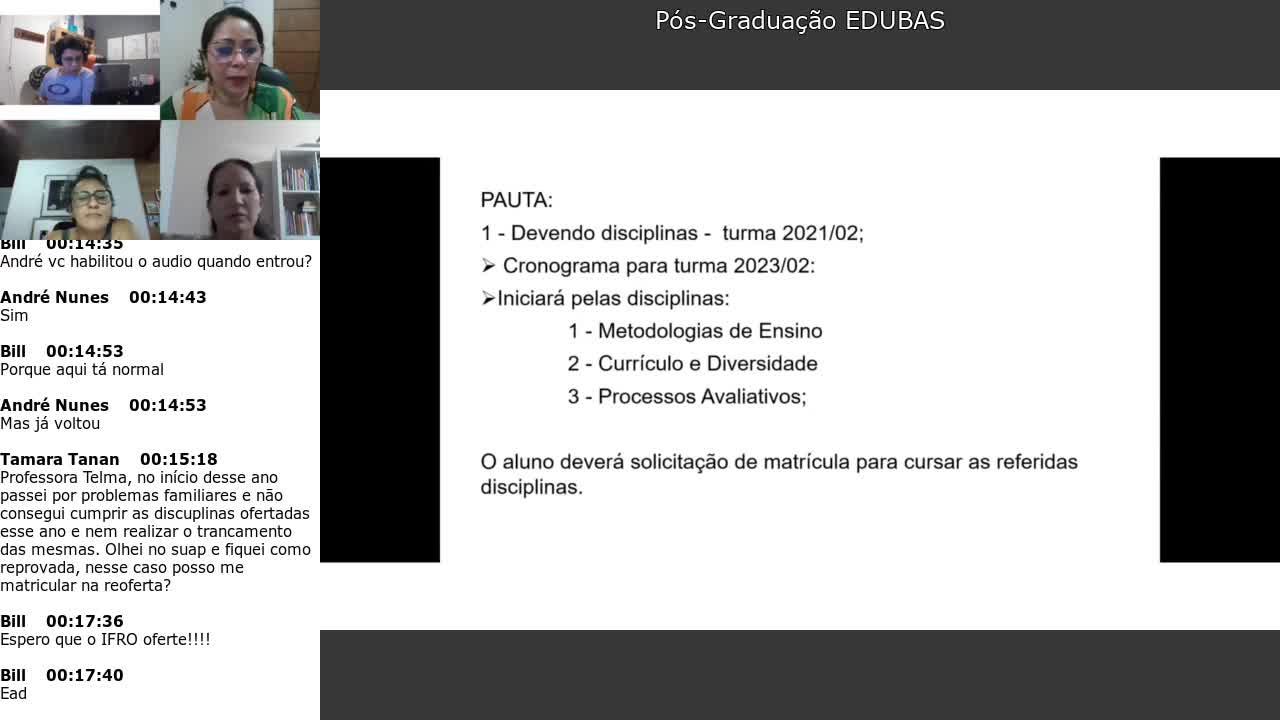 Orientação encerramento da Pós-Edubas