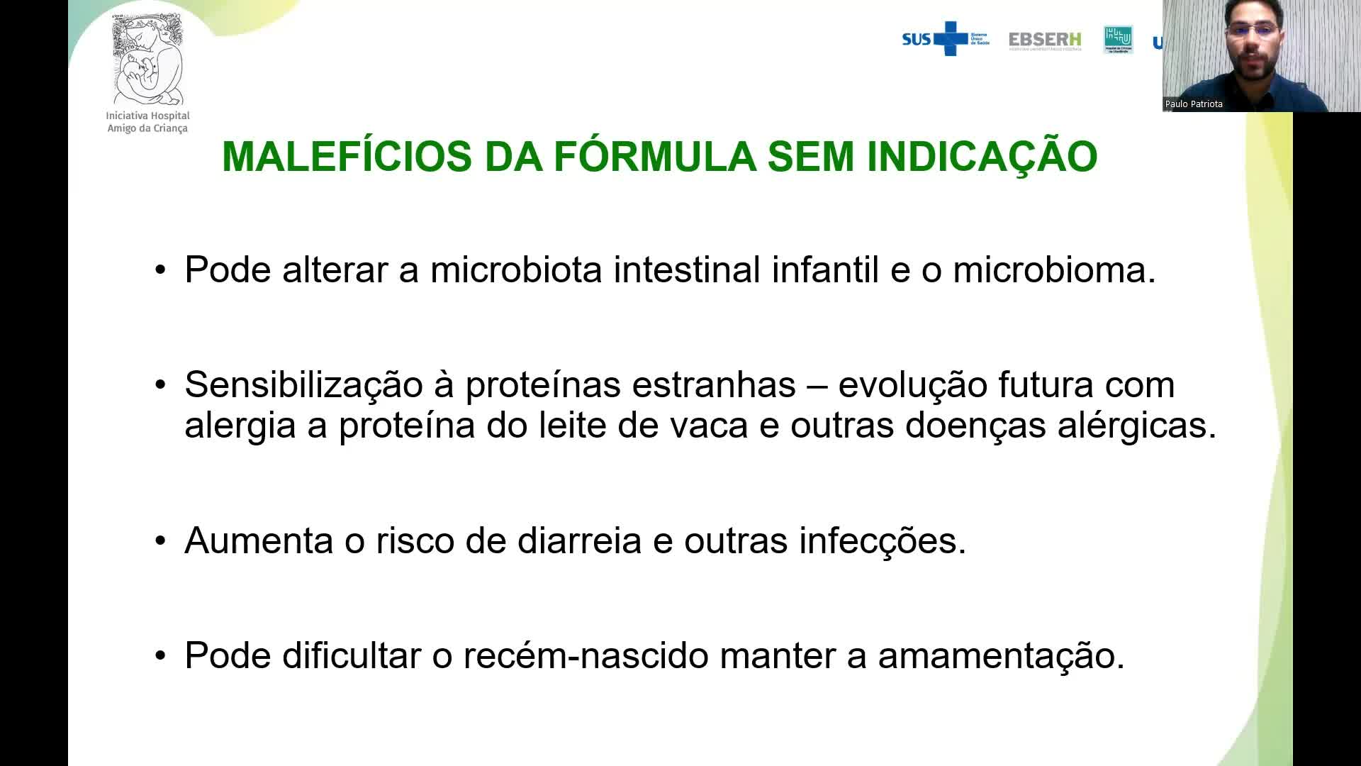 Contraindicações à amamentação e possíveis indicações para suplementação