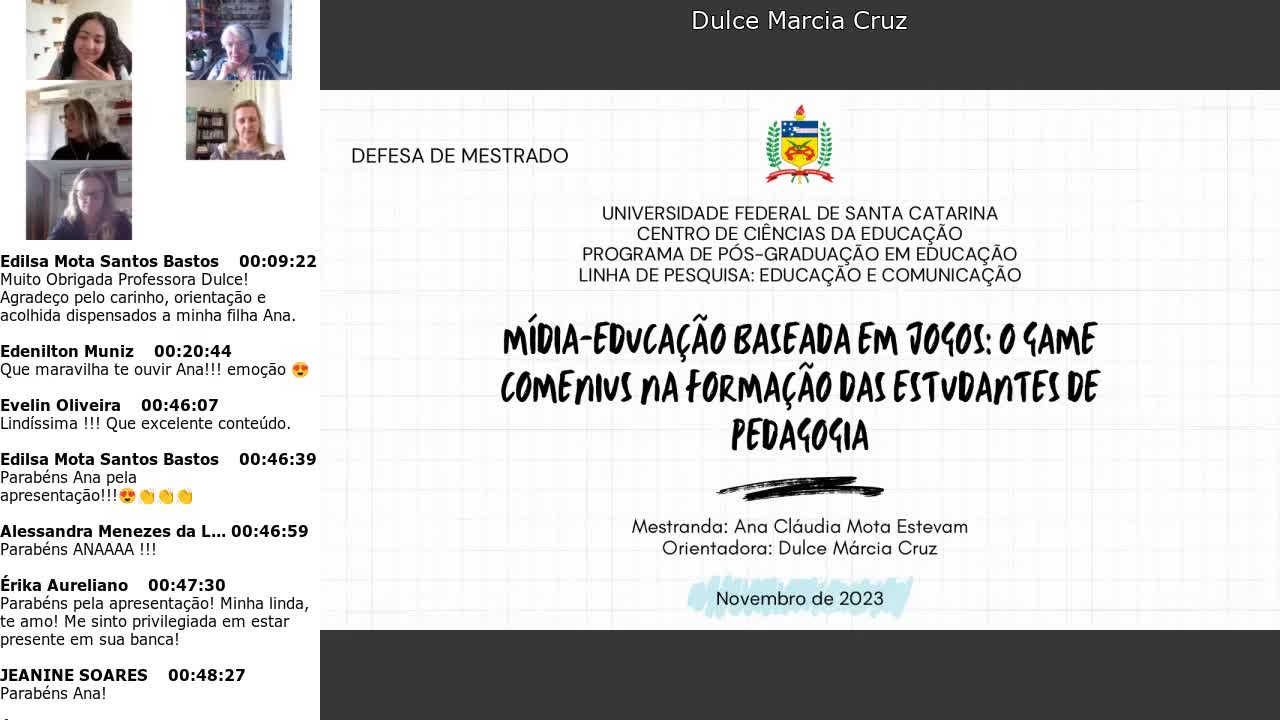 Defesa de mestrado Ana Mota Estevam