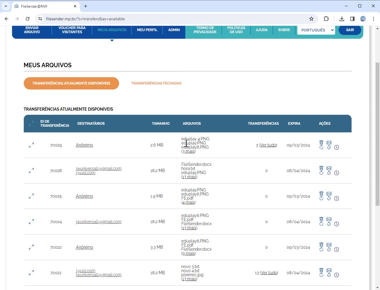 FileSender@RNP o Guia Completo