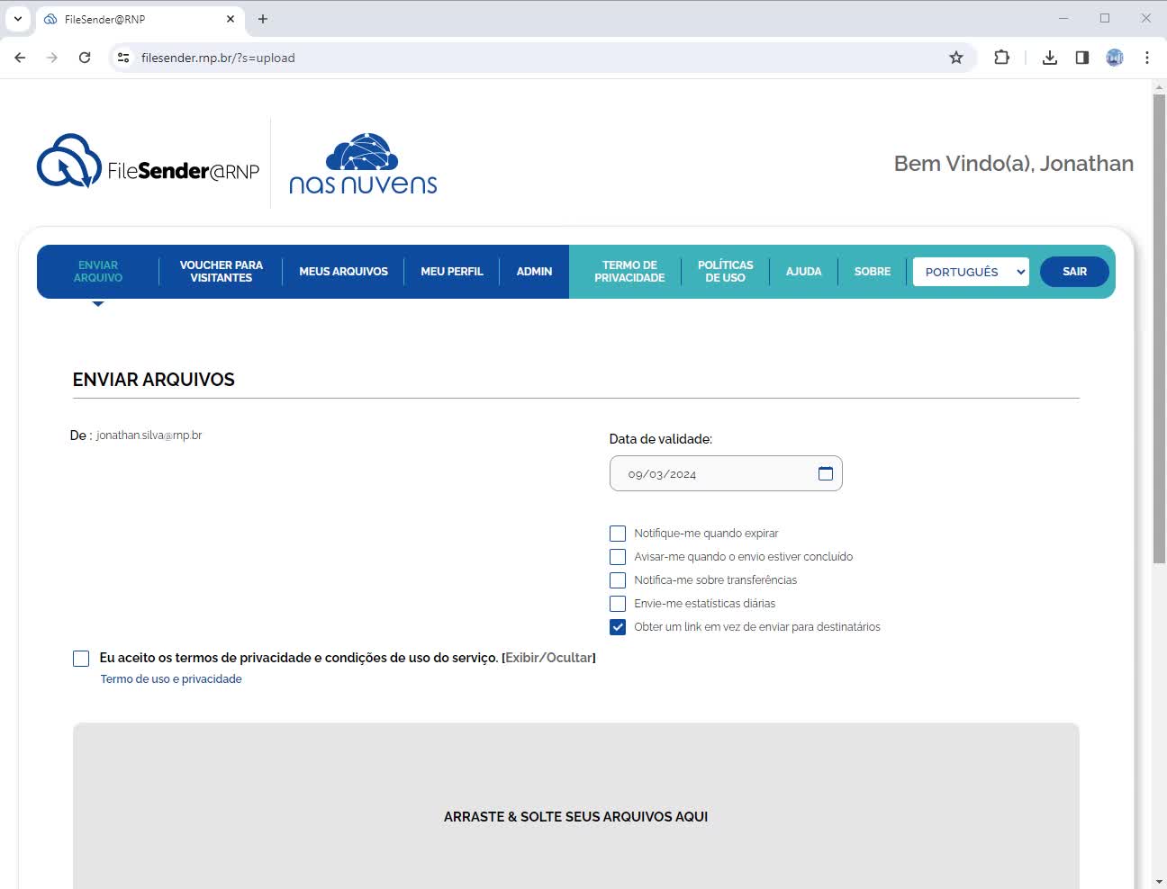 FileSender@RNP o Guia Completo