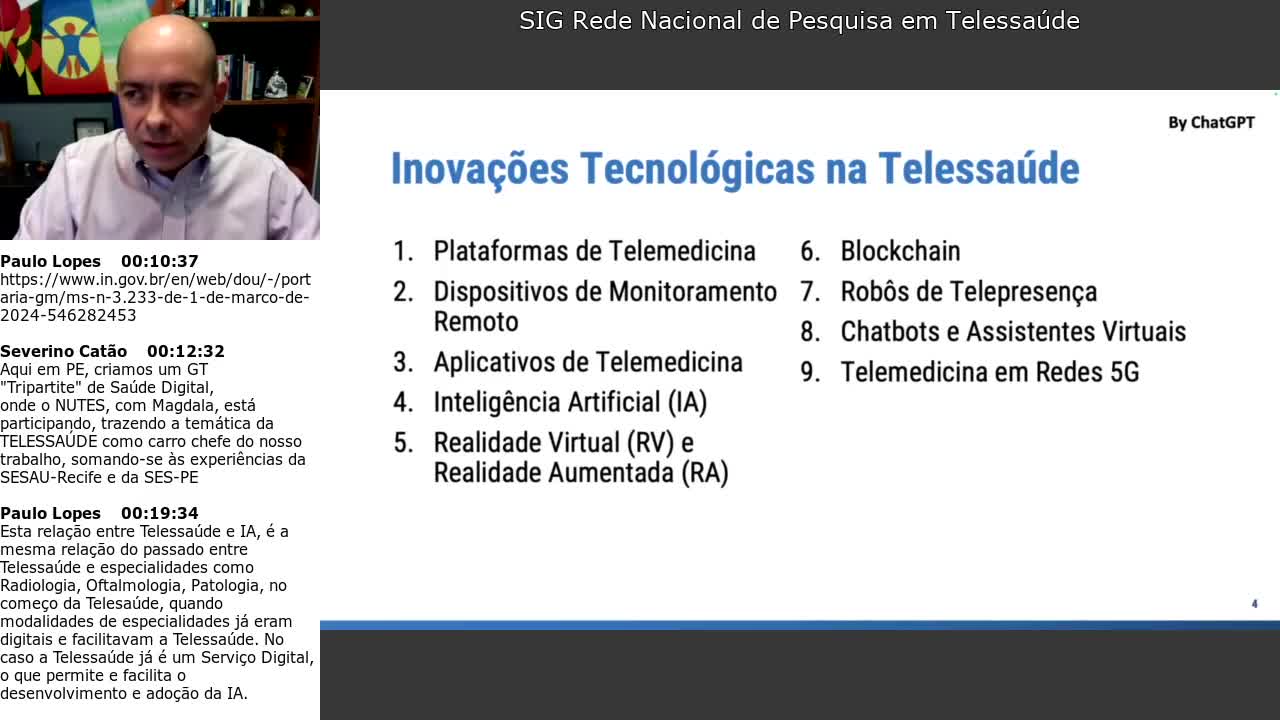 SIG Rede Nacional de Pesquisa em Telessaúde - 25 de Abril de 2024