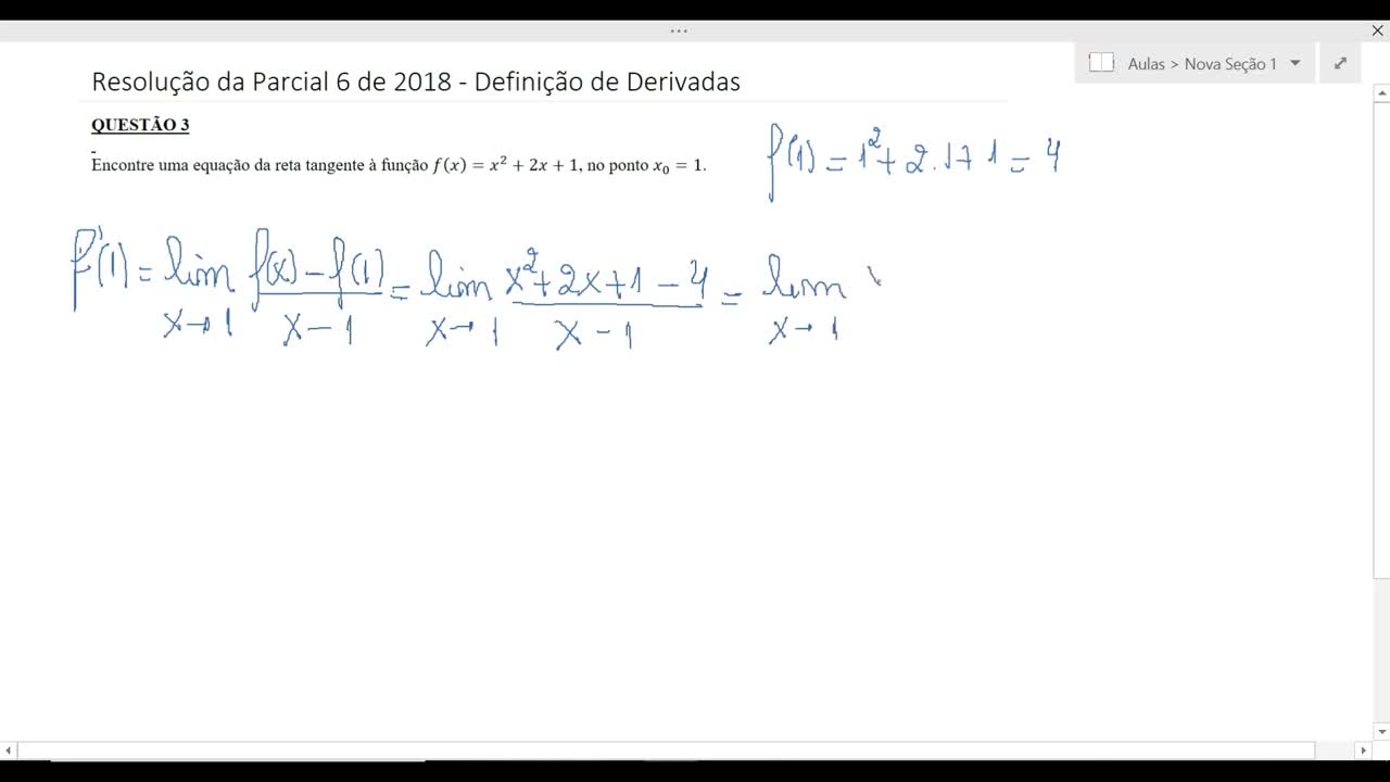 Resolução de Questões: Definição de Derivadas - 3ª Parte