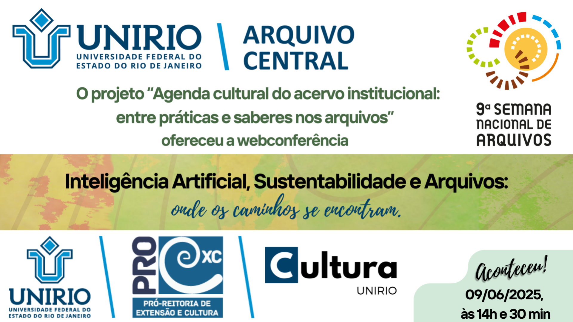 Webconferência Inteligência Artificial, Sustentabilidade e Arquivos: onde os caminhos se encontram